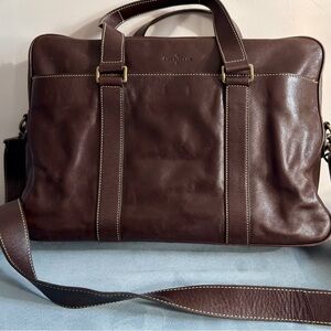Cole Haan Tan and Brown Leather Laptop Briefcase